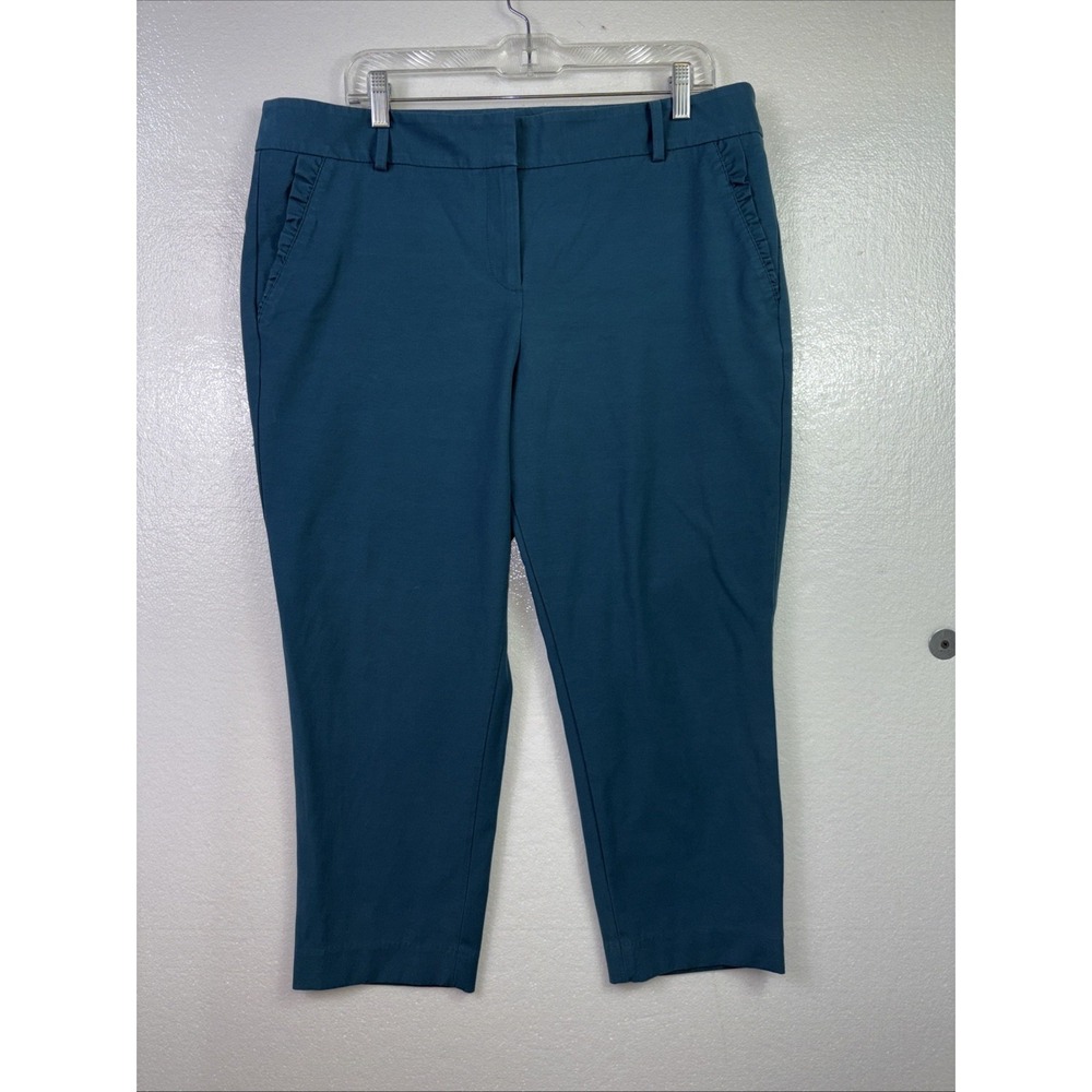 Talbots Stretch Ankle Dress Pants Womens 16‎ P Aqua Zip up Stretch Career Office